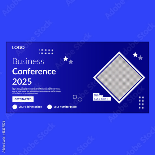 Business Conference live webinar banner invitation and social media cover post template design 