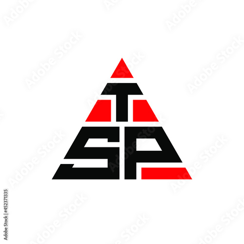TSP triangle letter logo design with triangle shape. TSP triangle logo design monogram. TSP triangle vector logo template with red color. TSP triangular logo Simple, Elegant, and Luxurious Logo. TSP  photo