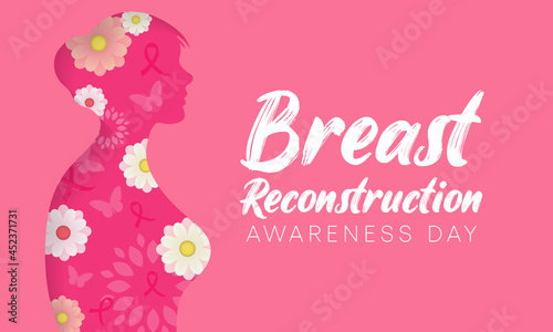 Breast Reconstruction awareness day is observed every year on the third Wednesday of October. it is the surgical process of rebuilding the shape and look of a breast. Vector illustration