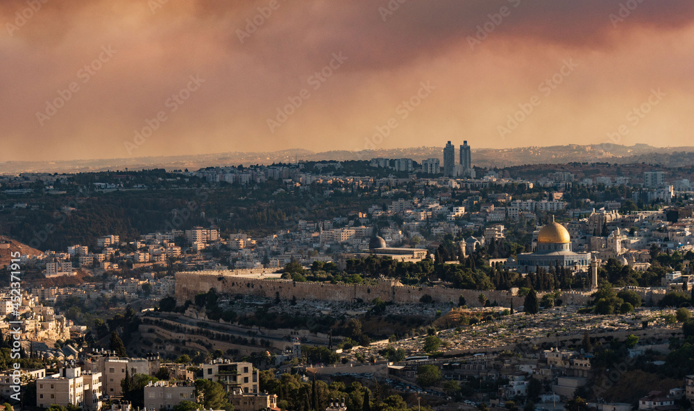 Jerusalem Old city - city view from mount Scopus 