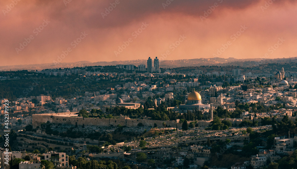 Jerusalem Old city - city view from mount Scopus