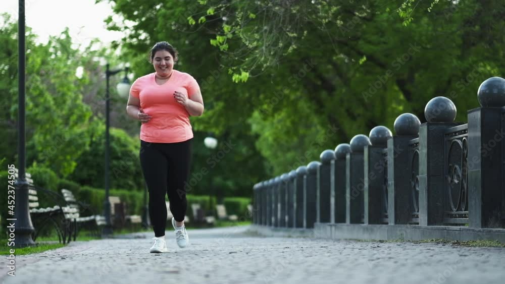 park jogging weight loss overweight woman running