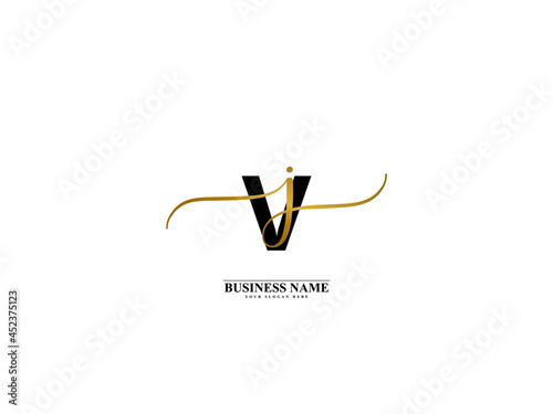 Letter VJ Logo, creative vj jv signature logo for wedding, fashion, apparel and clothing brand or any kind of business