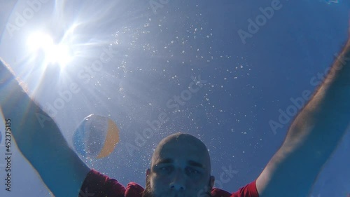 Slow motion of a simulation of a man drowned in a pool - in 29.97fps photo