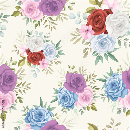 Elegant floral seamless pattern with colorful flower decorations