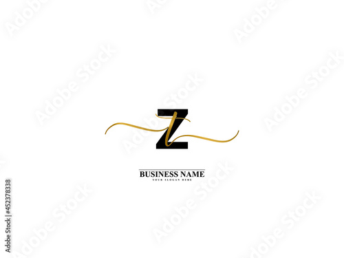 Letter ZT Logo, creative zt tz signature logo for wedding, fashion, apparel and clothing brand or any kind of business photo