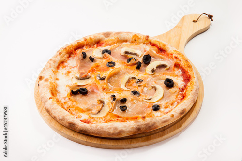 pizza on a board