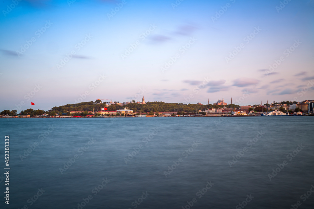 istanbul bosphorus view at sunset with long exposure