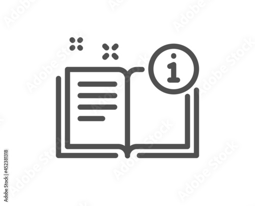 Instruction line icon. User manual sign. Information book symbol. Quality design element. Linear style manual icon. Editable stroke. Vector