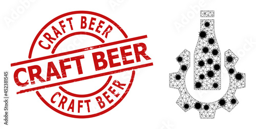 Mesh beer industry polygonal icon vector illustration, with black infection elements. Model is based on beer industry flat icon, with infection nodes and triangle mesh.