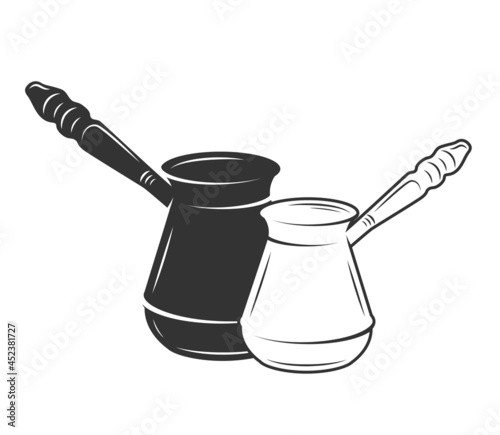 Coffee turks isolated on white background. Vector illustration