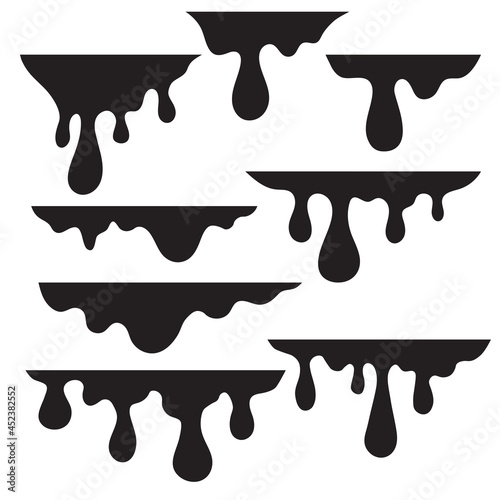 Liquid paint chops black silhouette vector cartoon illustration