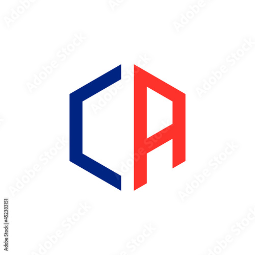 CA logo vector. Latter CA hexagonal logo. CA creative logo template