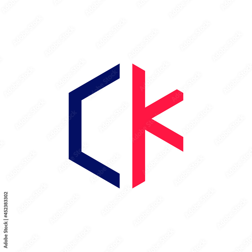 CK logo vector illustration. Latter CK hexagonal logo isolated on White Background. CK logo template CK logo vector illustration. Latter CK hexagonal logo isolated on White Background. CK logo template