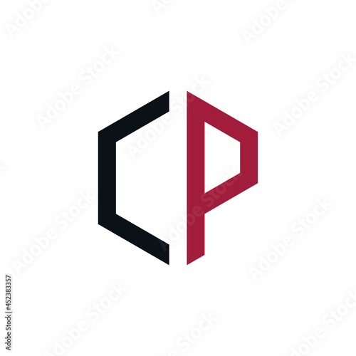 CP logo vector illustration. Latter CP hexagonal logo isolated on White Background. CP logo template