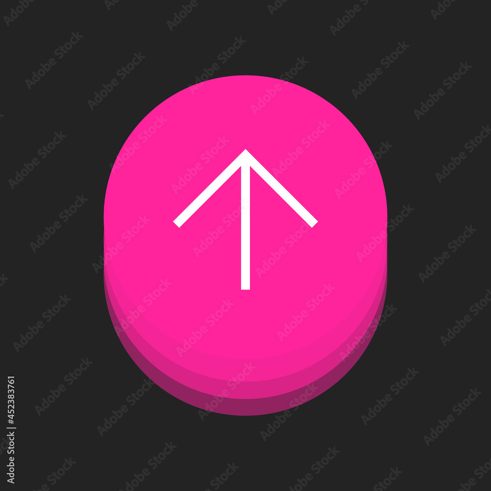 Minimalistic Up Arrow. Isolated Pink Icon For Social Media. Vector illustration Minimalistic Up Arrow. Isolated Pink Icon For Social Media. Vector illustration
