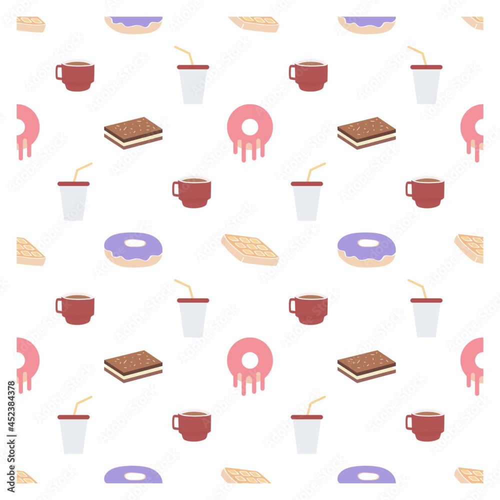 sweet desserts pattern transparent on a white background