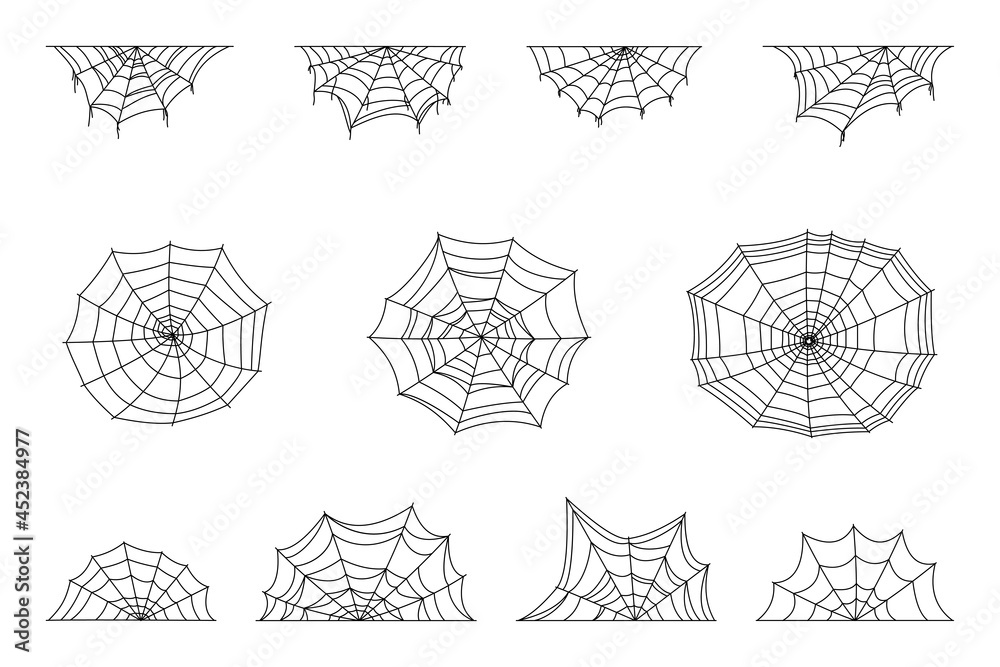 Set of spider web symbols, realistic spiderweb. Set of spider web symbols, realistic spiderweb.