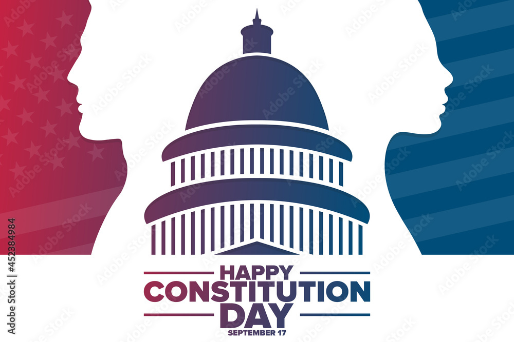 Happy Constitution Day and Citizenship Day. September 17. Holiday concept. Template for background, banner, card, poster with text inscription. Vector EPS10 illustration.