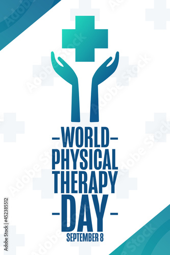 World Physical Therapy Day. September 8. Holiday concept. Template for background, banner, card, poster with text inscription. Vector EPS10 illustration.