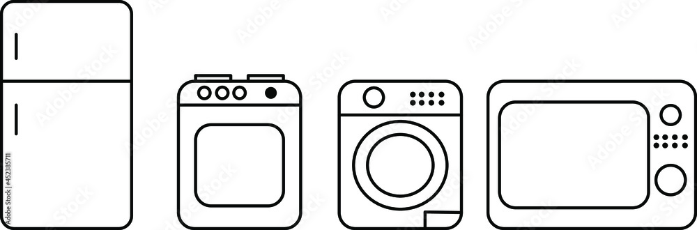 simple images of lines, circles and squares. Icons of kitchen appliances simple images of lines, circles and squares. Icons of kitchen appliances