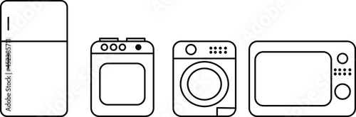 simple images of lines, circles and squares. Icons of kitchen appliances