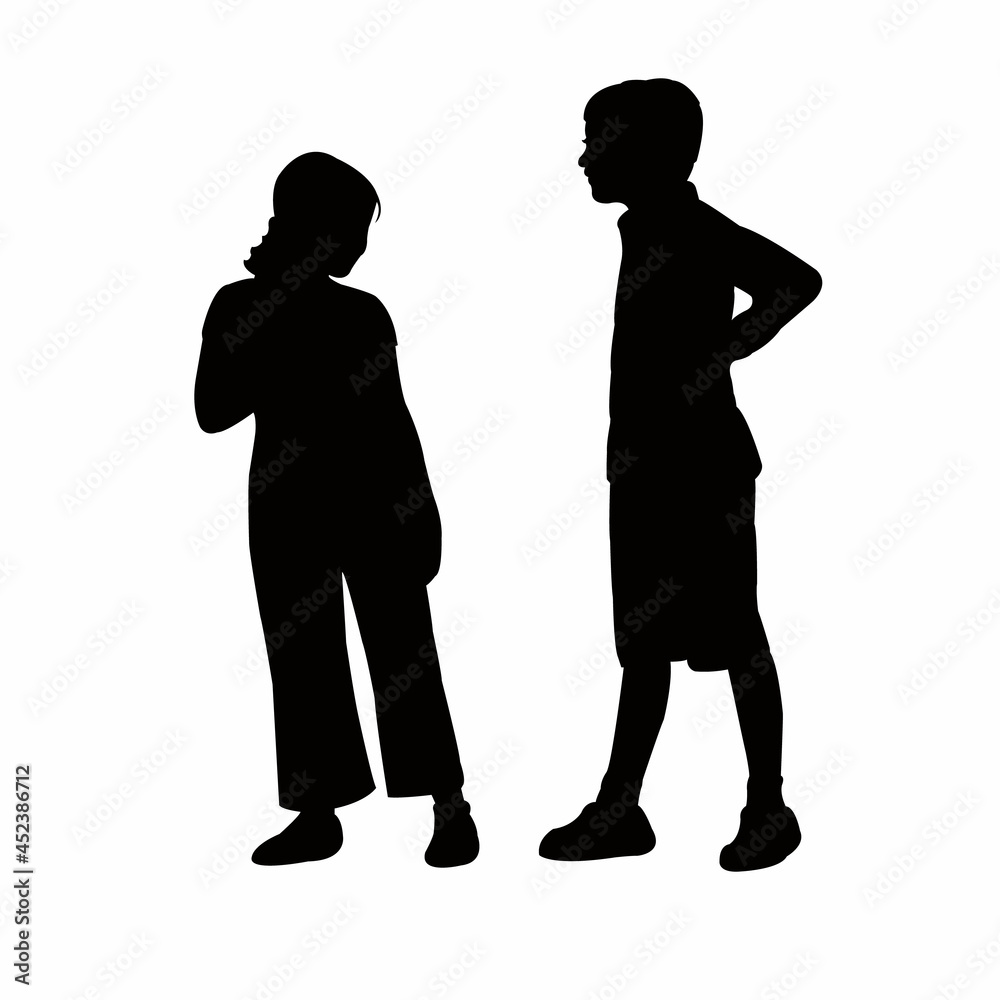 boy and girl together, silhouette vector