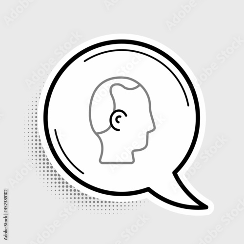 Line Baldness icon isolated on grey background. Alopecia. Colorful outline concept. Vector