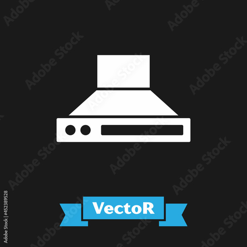 White Kitchen extractor fan icon isolated on black background. Cooker hood. Kitchen exhaust. Household appliance. Vector
