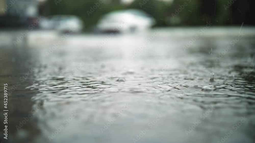 rain, puddles. raining. Water drops. rainstorm. large raindrops fall, drip into puddles with splashes and bubbles during a rainstorm. close-up. it is raining heavily. rain, puddles. raining. Water drops. rainstorm. large raindrops fall, drip into puddles with splashes and bubbles during a rainstorm. close-up. it is raining heavily.