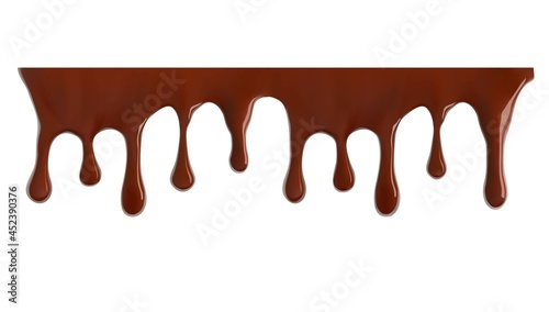 Hight realistic chocolate falling drops. Vector illustration isolated on white background. Сan easily be used for different backgrounds. EPS10.	