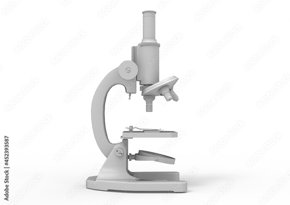Medical microscope on a light background. 3d rendering illustration.