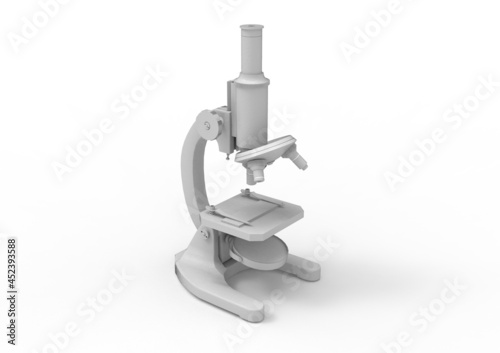 Medical microscope on a light background. 3d rendering illustration.