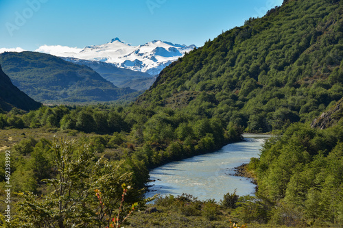 pristine nature at Chile s Torres del Paine national park with forests  glaciers and rivers