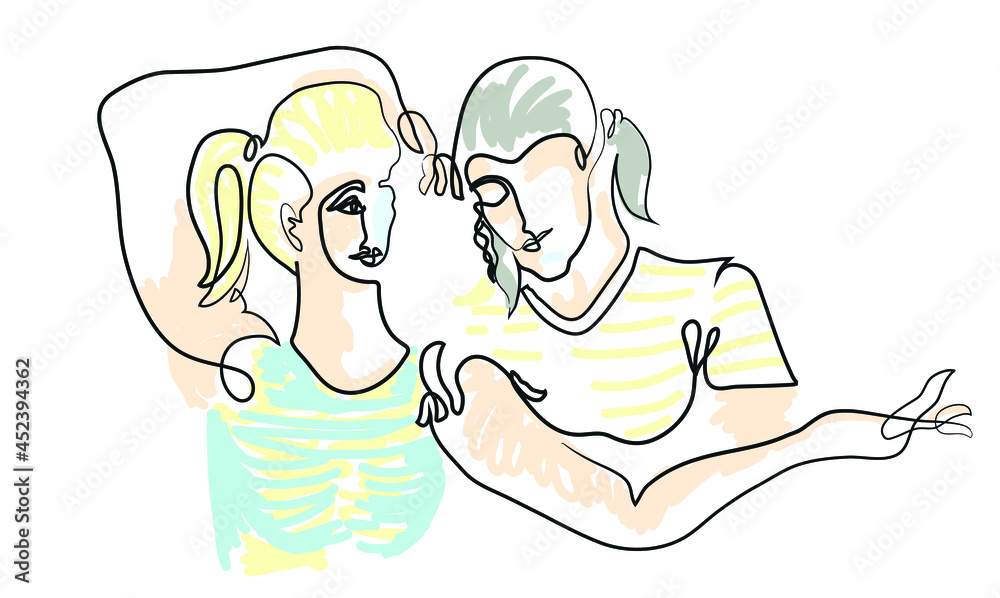 One line drawing of woman getting neck and shoulders massage by female masseur.
One continuous line drawing of female masseur concept. One line drawing of woman getting neck and shoulders massage by female masseur.
One continuous line drawing of female masseur concept.