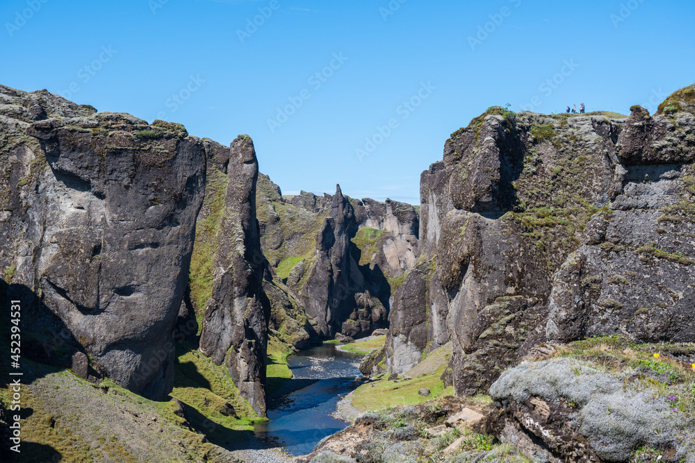 Fjadrargljufur canyon in south Iceland on a summer day