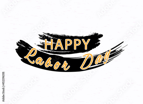 stock of happy labor day writing background with watercolor and brush.