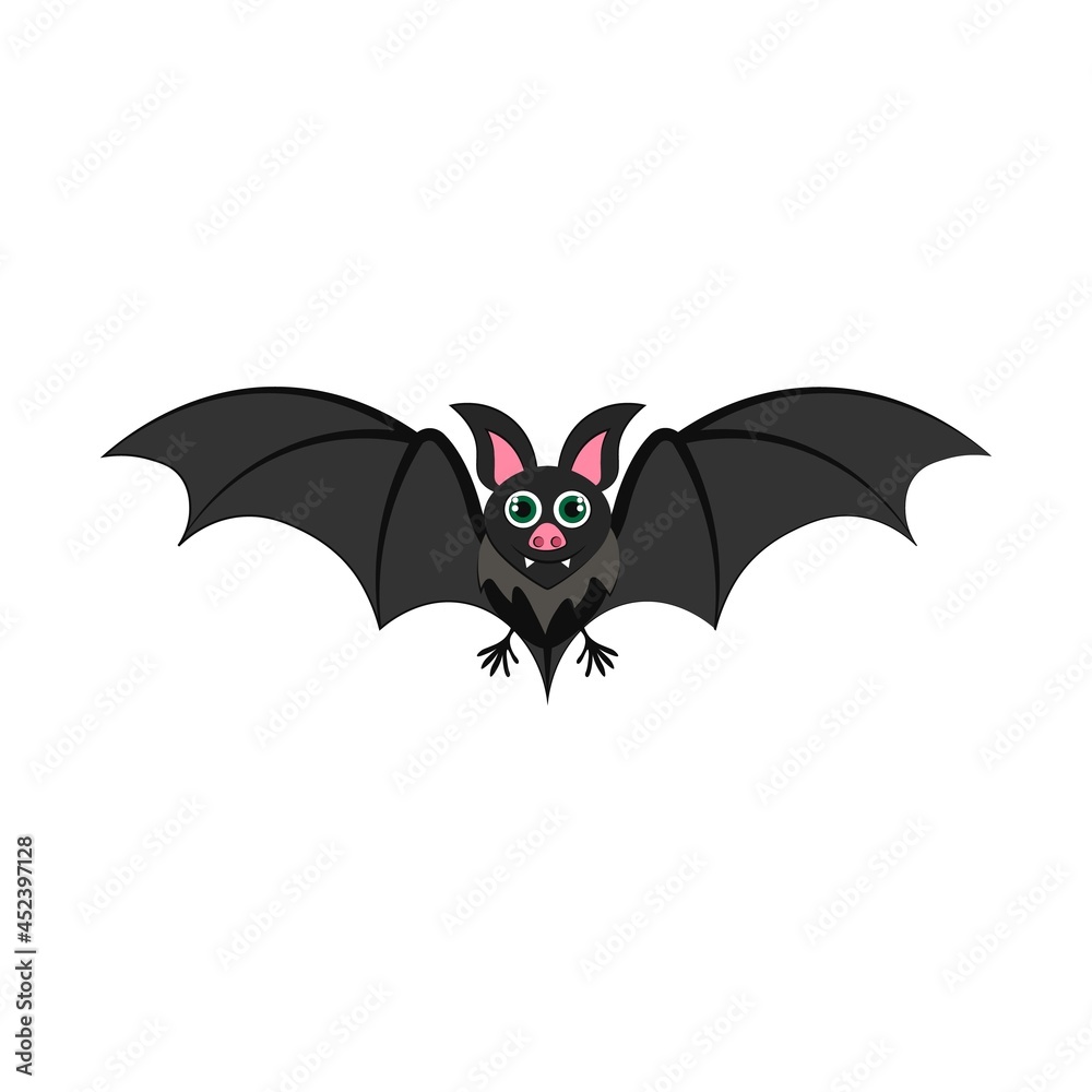 Bat isolated on a white background. Vector illustration. Halloween night. October holiday. Flying bat. Bat isolated on a white background. Vector illustration. Halloween night. October holiday. Flying bat.