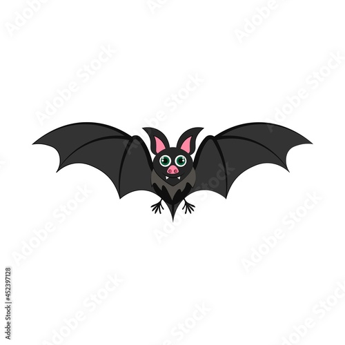 Fototapeta Naklejka Na Ścianę i Meble -  Bat isolated on a white background. Vector illustration. Halloween night. October holiday. Flying bat. 