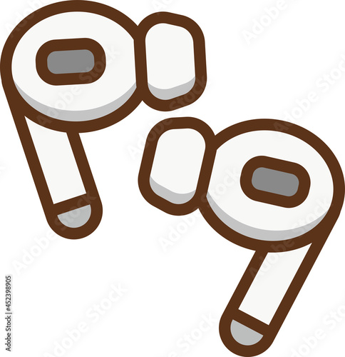 Clip art of white wireless earphone