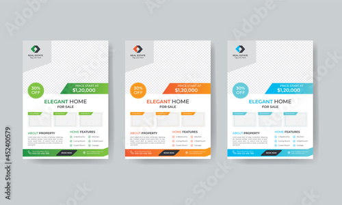 Creative Real Estate Sale Flyer with 3 color variation