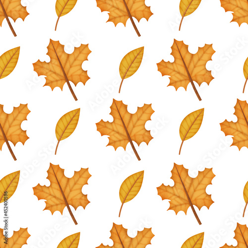 Watercolor Autumn maple seamless patterns