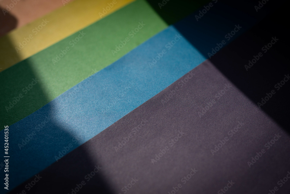 Fototapeta premium Lgbt flag. Rainbow background. Multicolored flag close up.