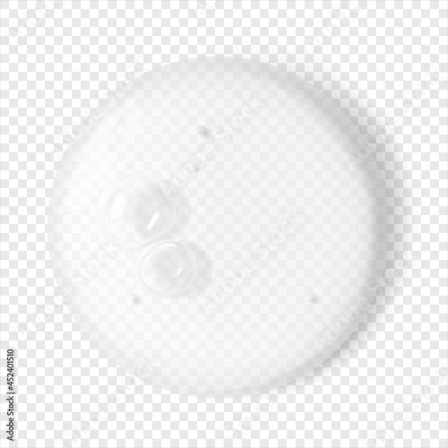 Clear transparent cosmetic smear with bubbles isolated 3d realistic vector illustration. Beauty serum liquid gel round splash. Skincare cosmetic texture photo