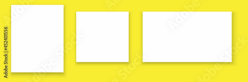 White squares on yellow background. Background, wrapping paper. Design template, mock up. Vector illustration. Stock image. 
