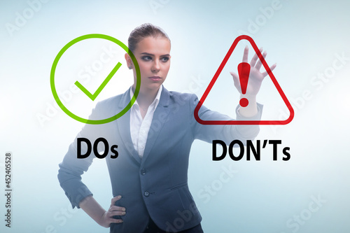 Concept of choosing between dos and donts