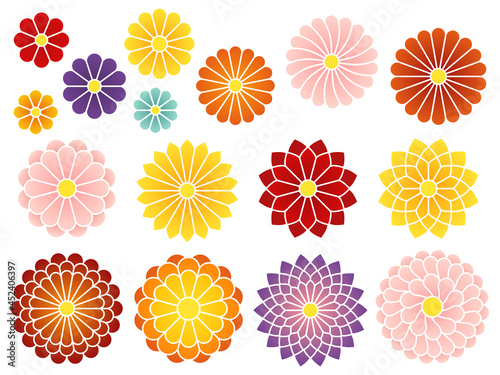 和風の菊のアイコンセット