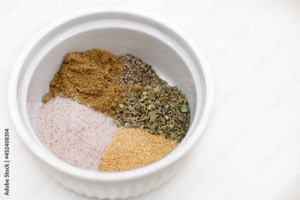 Spices in White Dish Spices in White Dish