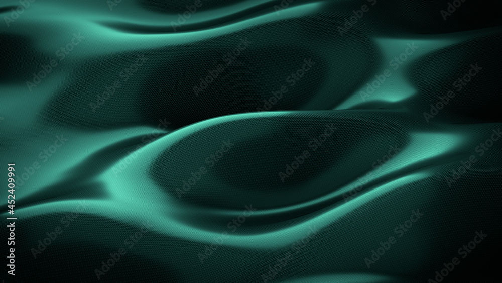 Obraz premium Green wavy smooth shape 3D rendering illustration