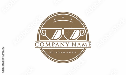 Glasses cup for cafe vector logo